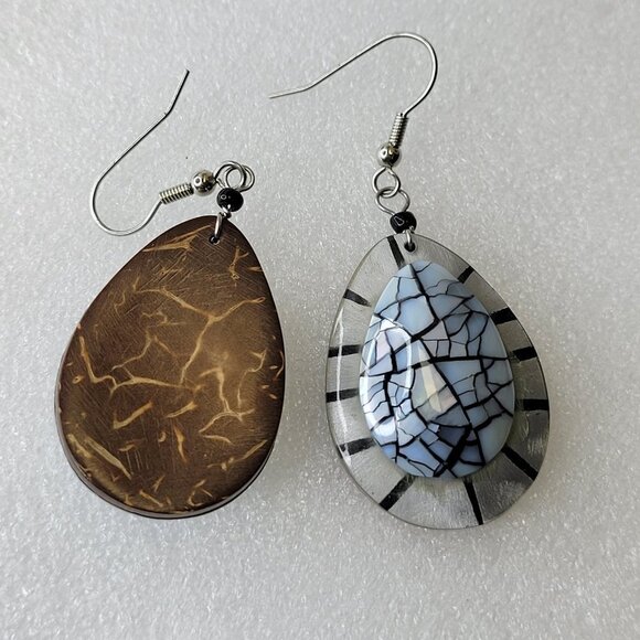 Mosaic Abalone Shell TInspired eardrop Handmade Dangle Earrings - Picture 6 of 11
